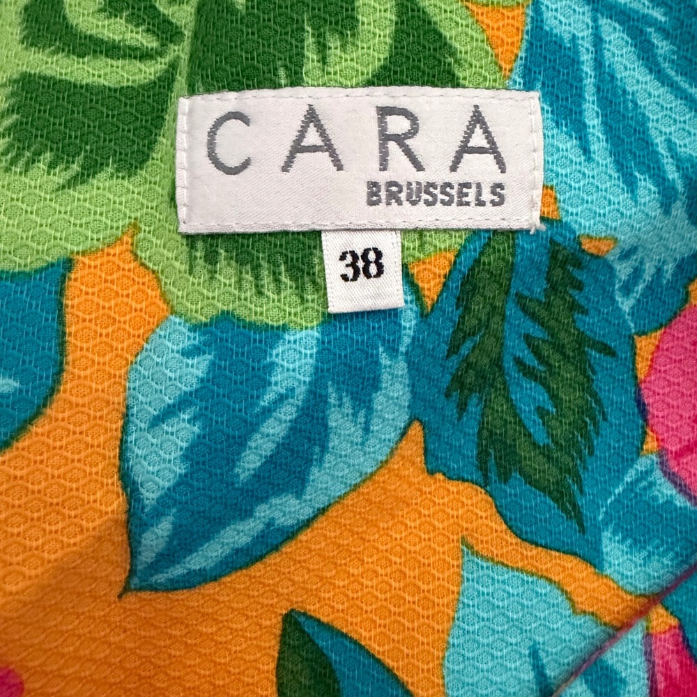 Vintage 80's Cara Brussels Hawaiian Floral Retro Midi Dress Size 38 (L) - Picture 2 of 6